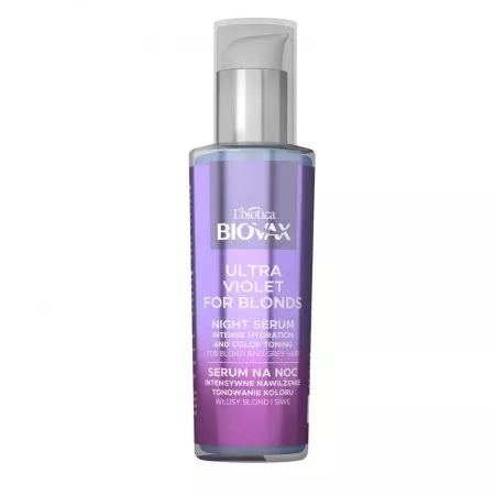 Biovax Ultra Violet intensywnie nawilżające serum tonujące na noc do włosów blond i siwych 100ml