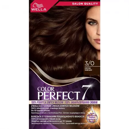 Wella Color Perfect 7, farba do włosów, 3/0 ciemny brąz, 50ml