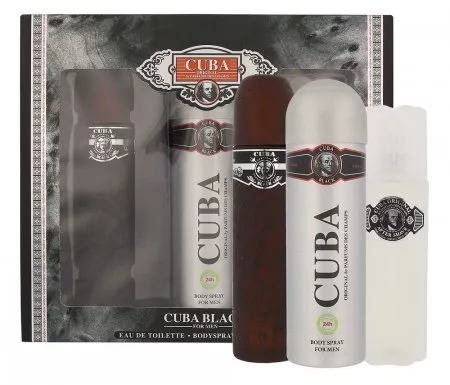Cuba Original Cuba Black zestaw woda toaletowa spray 100ml + dezodorant spray 200ml + woda po goleniu 100ml (M)