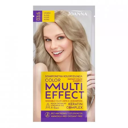 Joanna Multi Effect color Szamponetka koloryzująca, Srebrny blond 03.5 35g