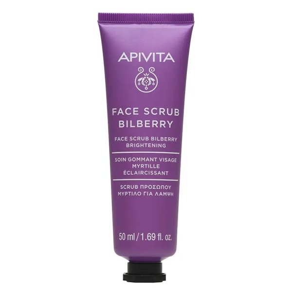 Apivita Face Scrub Bilberry rozświetlający peeling do twarzy z borówką 50ml