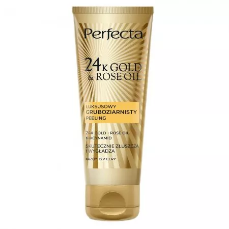 Perfecta 24K Gold & Rose Oil luksusowy gruboziarnisty peeling do twarzy 75g