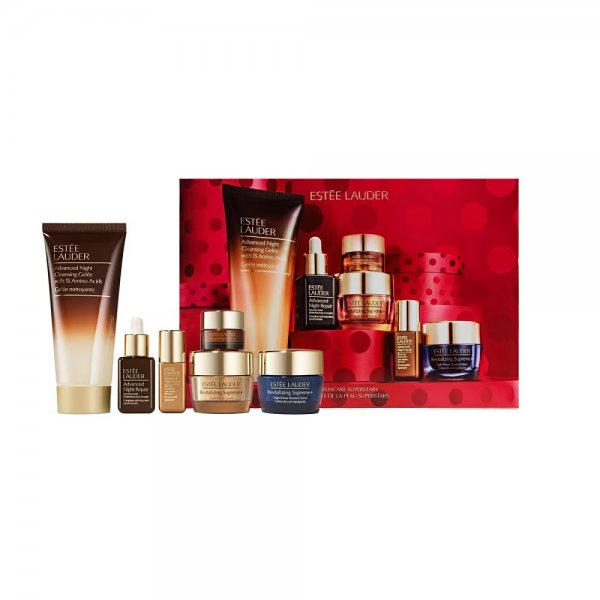Estée Lauder Skincare Superstars zestaw żel oczyszczający 100ml + krem-żel pod oczy 5ml + serum łagodzące 5ml + serum regenerujące 15ml + krem nawilżający 15ml + krem rewitalizujący 15ml