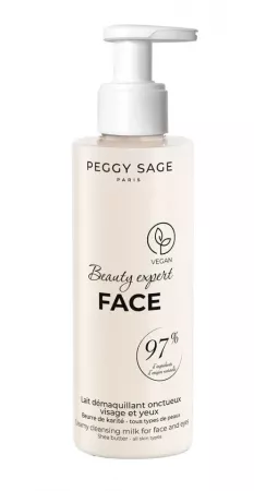 Peggy Sage, mleczko do demakijażu twarzy i oczu z masłem shea, 200ml