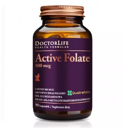 Doctor Life Active Folate aktywny kwas foliowy 800mcg suplement diety 90 kapsułek