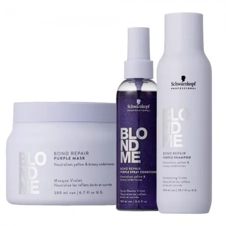 Schwarzkopf BlondMe Bond Repair, zestaw neutralizujący do włosów blond, szampon + odżywka w spray'u + maska