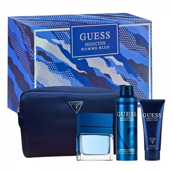 Guess Seductive Homme Blue zestaw woda toaletowa spray 100ml + dezodorant spray 226ml + żel pod prysznic 100ml + kosmetyczka (M)