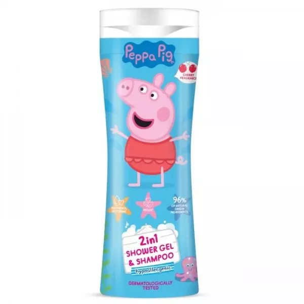 Peppa Pig Żel pod prysznic i szampon 2w1 dla dzieci, Wiśnia 300ml