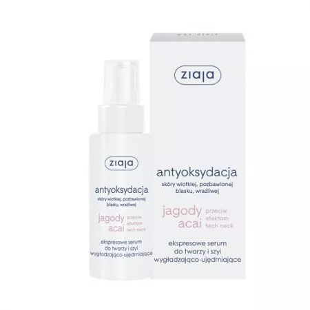 Ziaja Antyoksydacja, serum do twarzy i szyi wygładzająco-ujędrniające z jagodami acai, 50ml