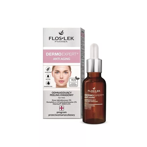 Floslek Dermo Expert Anti Aging odmładzający peeling kwasowy na noc 30ml