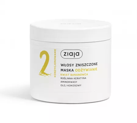 Ziaja Włosy roślinnie pielęgnujemy, kwiat bananowca, maska odżywienie do włosów zniszczonych, 350ml