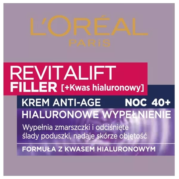 L'Oreal Paris Revitalift Filler Krem przeciwzmarszczkowy na noc z kwasem hialuronowym, 50ml