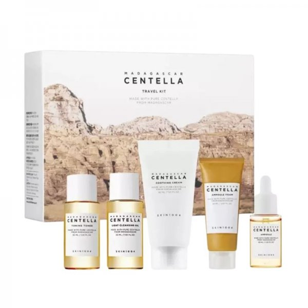 Skin1004 Madagascar Centella Travel Kit zestaw olejek oczyszczający 30ml + pianka oczyszczająca 20ml + tonik do twarzy 30ml + serum do twarzy 30ml + krem do twarzy 30ml