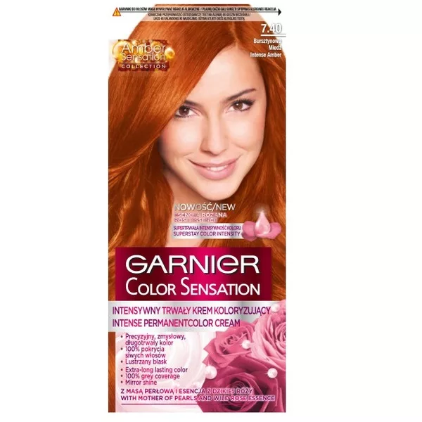 Garnier Color Sensation Krem koloryzujący 7.40 Bursztynowa miedź