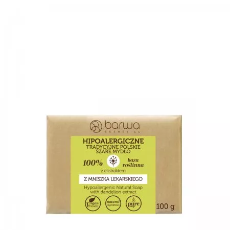 Barwa Hipoalergiczne tradycyjne polskie szare mydło z ekstraktem z mniszka lekarskiego 100g