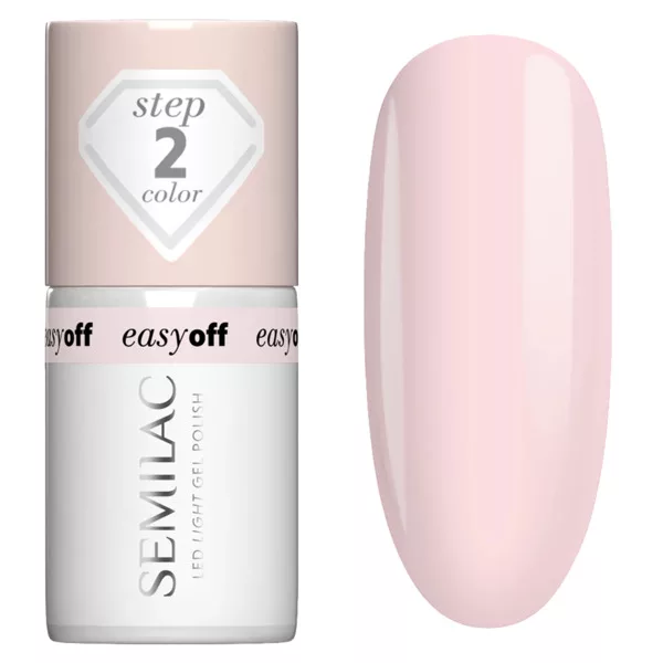 Semilac Easy Off Led Light, utwardzany lakier do paznokci do usunięcia zmywaczem, L02 Milky Pink, 7ml