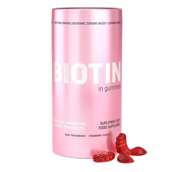 Noble Health Biotyna w żelkach suplement diety o smaku truskawkowym 60 żelków