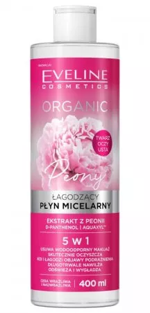 Eveline Organic, łagodzący płyn micelarny do demakijażu z peonią, 400ml