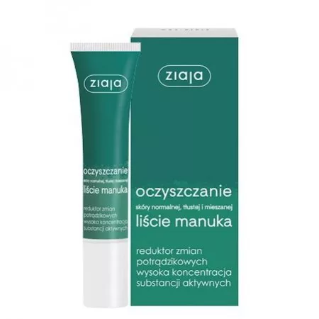 Ziaja Liście Manuka, oczyszczanie, reduktor zmian potrądzikowych, 15ml