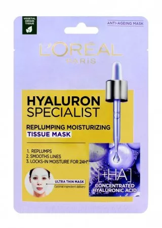L'Oreal Paris Hyaluron Specialist, maska w płachcie wypełniająca nawilżeniem, 30g