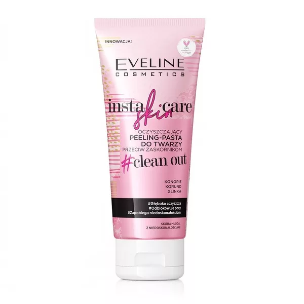 Eveline Insta Skin Care, peeling-pasta do twarzy, oczyszczający, przeciw zaskórnikom, 75ml