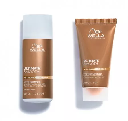 Wella Ultimate Smooth, zestaw podróżny wygładzający włosy, szampon + odżywka, 50ml + 30ml