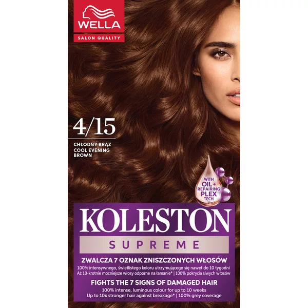Wella Koleston Supreme, farba do włosów, Chłodny Brąz, 4/15, 100ml