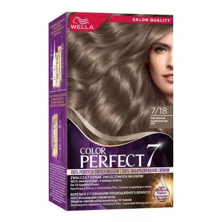 Wella Color Perfect 7, farba do włosów, 7/18 mroźny perłowy blond, 50ml