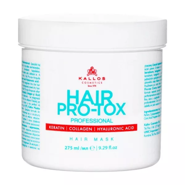 Kallos Hair Pro-Tox Hair Mask maska do włosów z keratyną kolagenem i kwasem hialuronowym 275ml