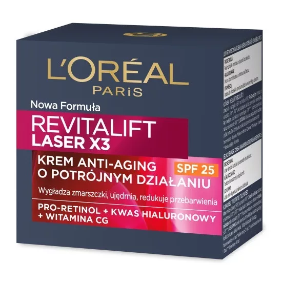 L'Oreal Paris Revitalift Laser X3 Krem anti-aging o potrójnym działaniu z SPF 25, 50ml