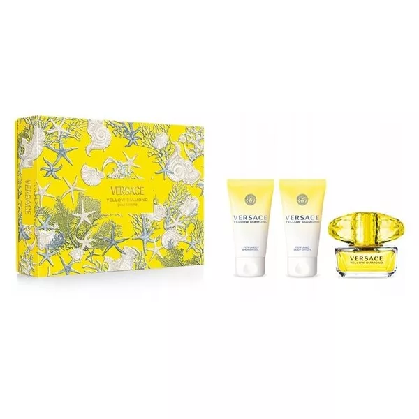 Versace Yellow Diamond zestaw woda toaletowa spray 50ml + żel pod prysznic 50ml + balsam do ciała 50ml (W)