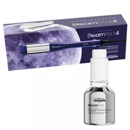 Loreal Steampod, zestaw prostownica parowa do włosów 4.0 Moon Capsule + serum wygładzające 50ml