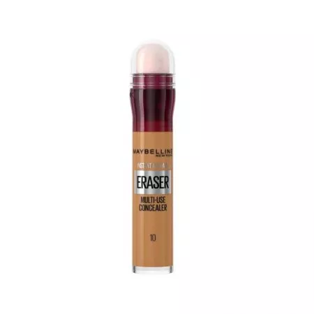 Maybelline New York Instant Anti-Age Eraser Concealer, korektor do twarzy z gąbeczką, 10 Caramel, 6.8ml