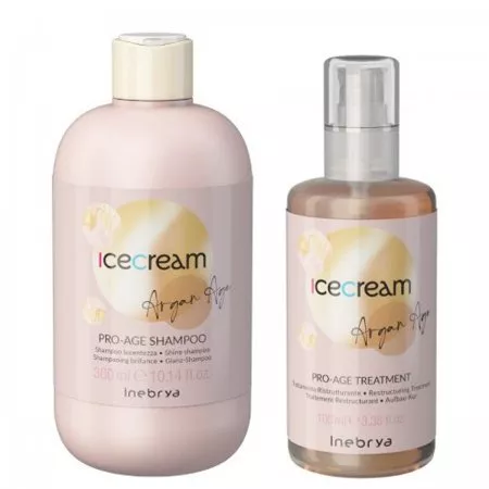 Inebrya Ice Cream Pro-Age, zestaw odżywczy do włosów matowych i dojrzałych, szampon + kuracja