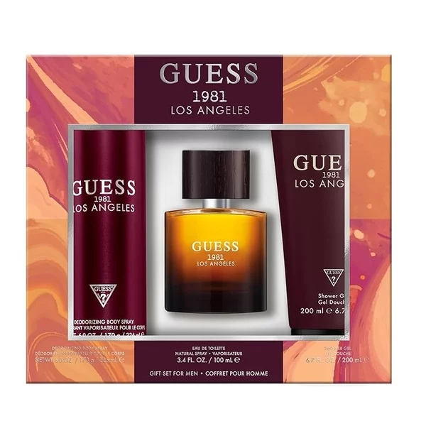 Guess 1981 Los Angeles For Men zestaw woda toaletowa spray 100ml + żel pod prysznic 200ml + dezodorant spray 226ml (M)