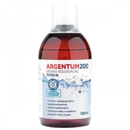 Aura Herbals Argentum 200 tonik do twarzy 25PPM Srebro Koloidalne 500ml