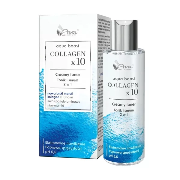 Ava Laboratorium Aqua Boost Collagen x10 tonik i serum 2w1 100ml