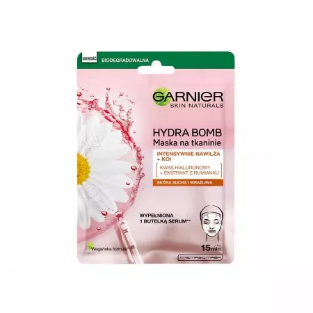 Garnier Skin Naturals Hydra Bomb Maska na tkaninie kojąca z ekstraktem z rumianku 28 g