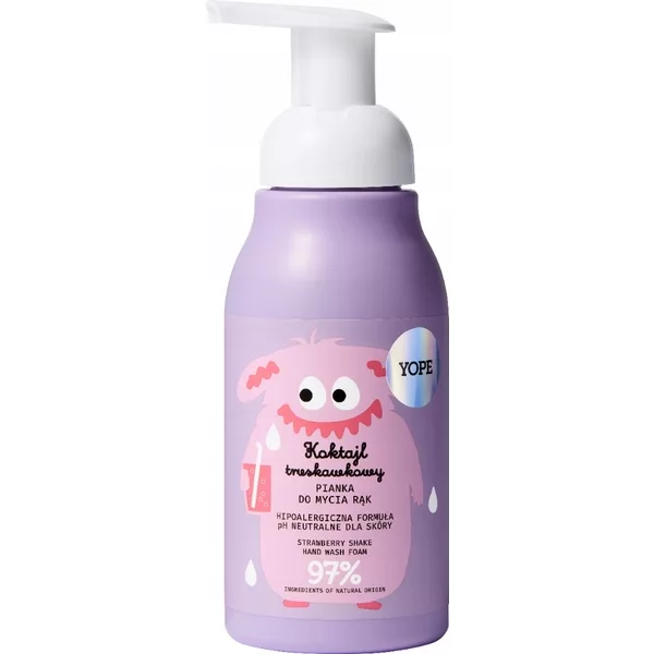 Yope, pianka do mycia rąk dla dzieci, koktajl truskawkowy, 300ml