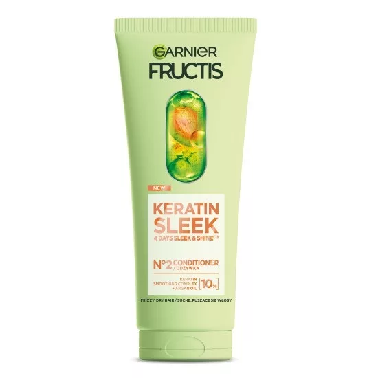 Garnier Fructis Keratin Sleek odżywka do włosów suchych i puszących się 200ml