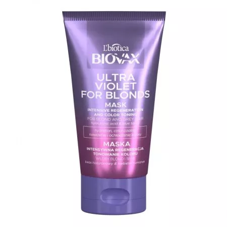 Biovax Ultra Violet intensywnie regenerująca maseczka tonująca do włosów blond i siwych 150ml