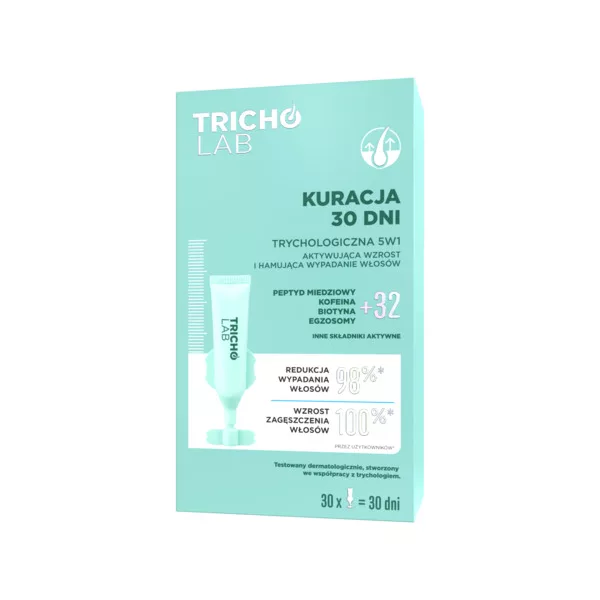 CeCe Tricho Lab, kuracja trychologiczna 5w1 aktywująca wzrost i hamująca wypadanie włosów, 30x5ml