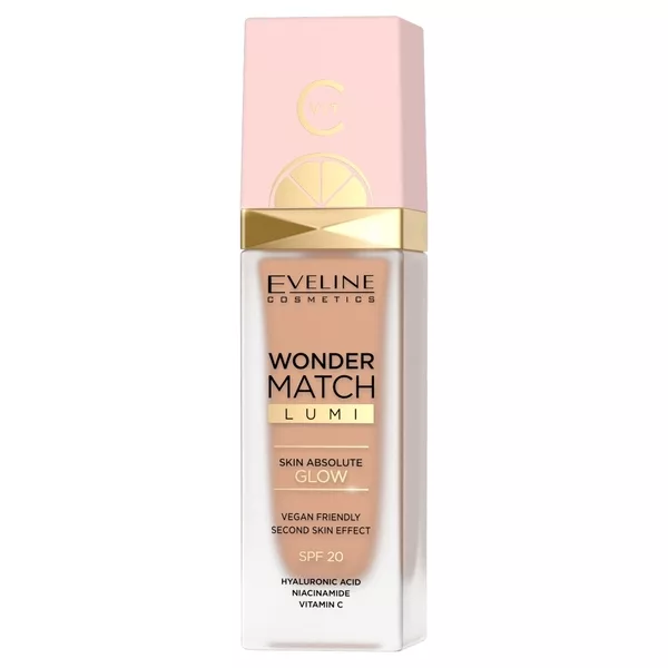 Eveline Wonder Match Lumi, podkład rozświetlający SPF20, 25 Warm Nude, 30ml