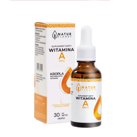 NaturPlanet, Witamina A 800 mcg/5kropli 900 kropli - 180 dawek, 30ml