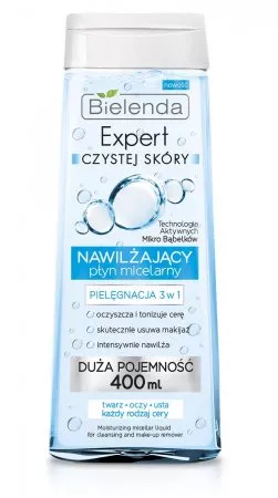 Bielenda Expert Czystej Skóry Nawilżający Płyn Micelarny 3w1, 400ml