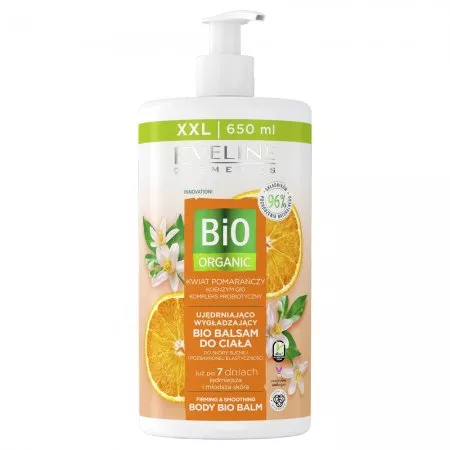 Eveline Cosmetics Bio Organic, Ujędrniająco-wygładzjący bio balsam do ciała, Pomarańcza, 650ml
