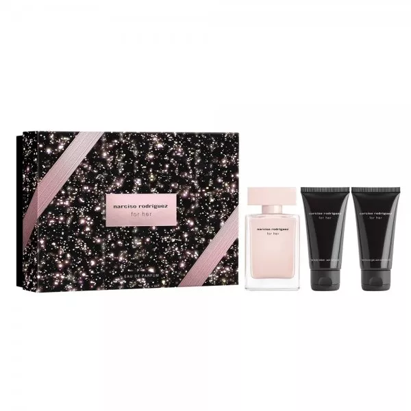 Narciso Rodriguez For Her zestaw woda perfumowana spray 50ml + balsam do ciała 50ml + żel pod prysznic 50ml (W)