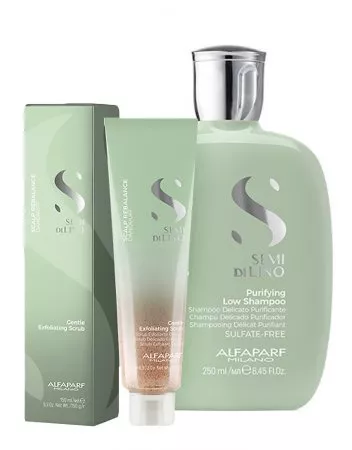 Alfaparf Milano Scalp Rebalance, zestaw kosmetyków przeciwłupieżowych, szampon + peeling